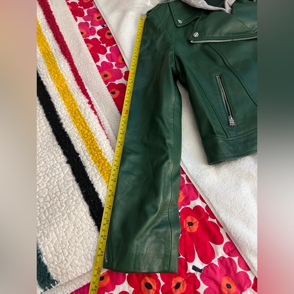 - NWT LAMARQUE Holy Hooded Lambskin Leather Biker Jacket. Bottle Green SZ SMALL - Picture 16 of 16